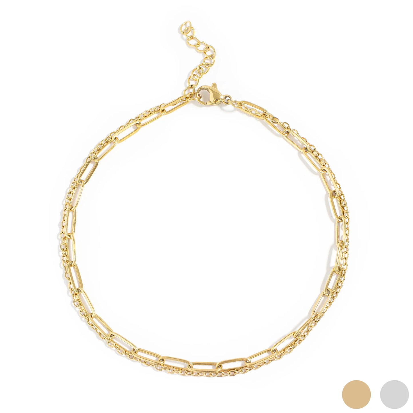 Layered Loop and Paperclip Chain Anklet