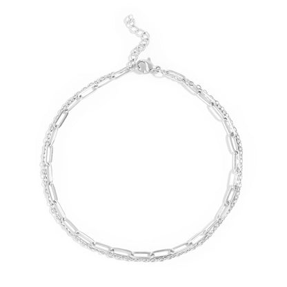 Layered Loop and Paperclip Chain Anklet