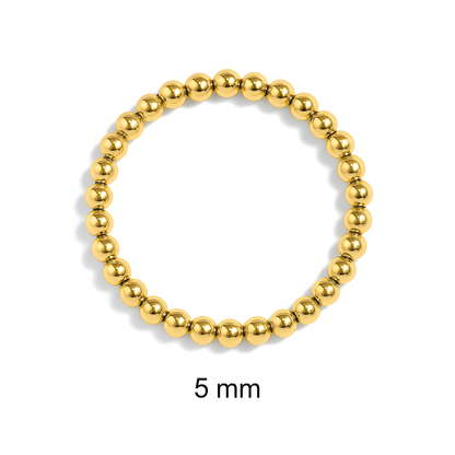 5mm gold beaded stretch bracelet – waterproof, hypoallergenic, and tarnish-resistant jewelry by Lauren Riley Jewelry