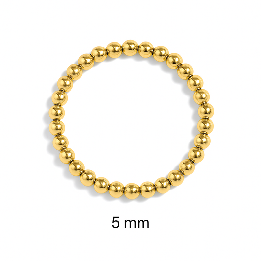 5mm gold beaded stretch bracelet – waterproof, hypoallergenic, and tarnish-resistant jewelry by Lauren Riley Jewelry