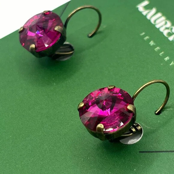 Handcrafted Fuchsia Austrian Swarovski Crystal Drop Earrings