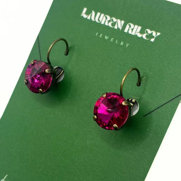 Handcrafted Fuchsia Austrian Swarovski Crystal Drop Earrings