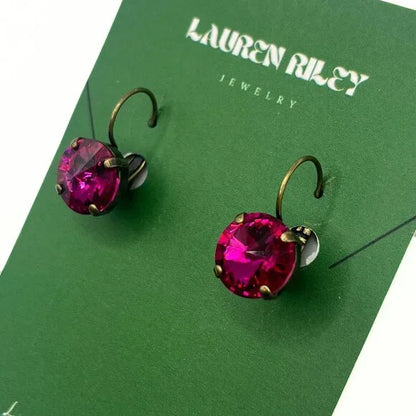 Handcrafted Fuchsia Austrian Swarovski Crystal Drop Earrings