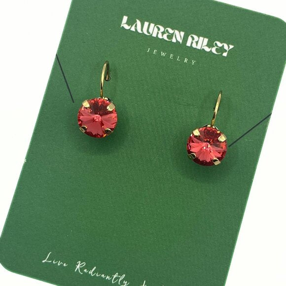 Handcrafted Padparadscha Austrian Swarovski Crystal Drop Earrings