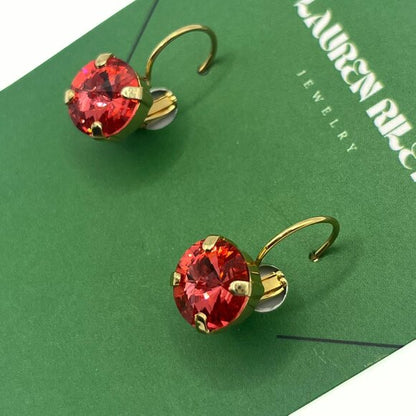 Handcrafted Padparadscha Austrian Swarovski Crystal Drop Earrings