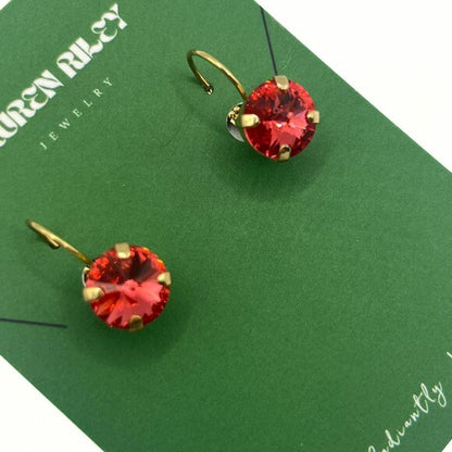 Handcrafted Padparadscha Austrian Swarovski Crystal Drop Earrings