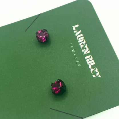Handcrafted Fuchsia Austrian Swarovski Crystal Stud Earrings