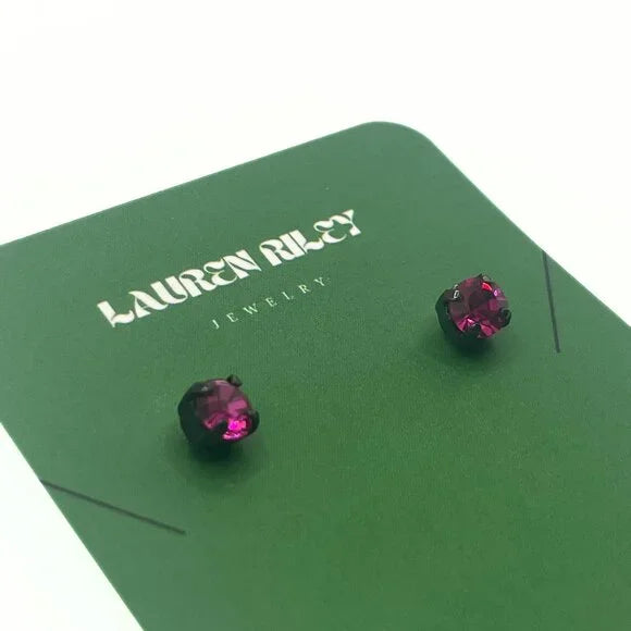 Handcrafted Fuchsia Austrian Swarovski Crystal Stud Earrings
