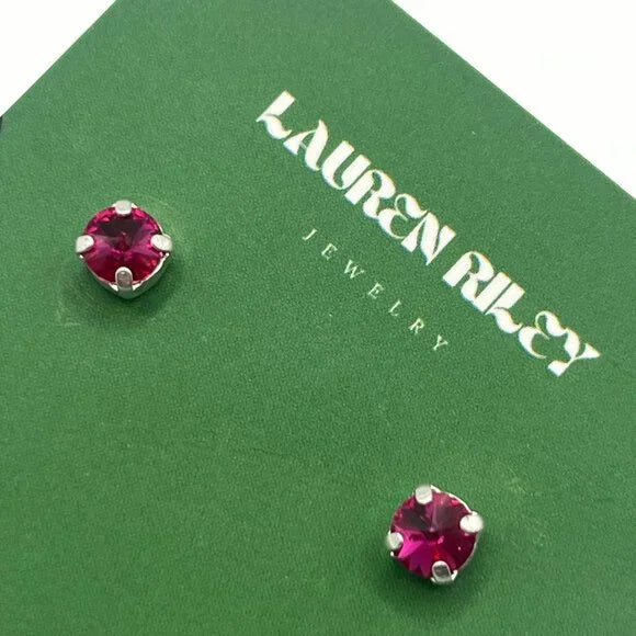 Handcrafted Fuchsia Austrian Swarovski Crystal Stud Earrings