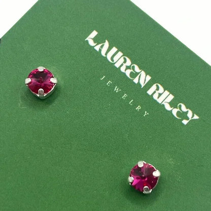 Handcrafted Fuchsia Austrian Swarovski Crystal Stud Earrings