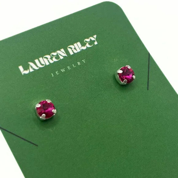 Handcrafted Fuchsia Austrian Swarovski Crystal Stud Earrings