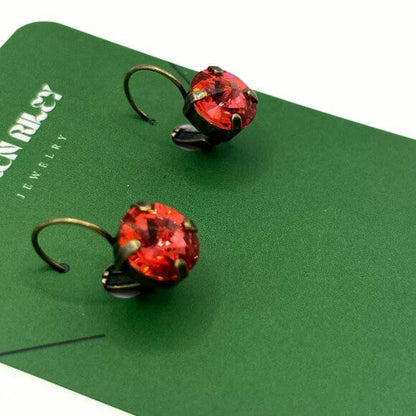Handcrafted Padparadscha Austrian Swarovski Crystal Drop Earrings