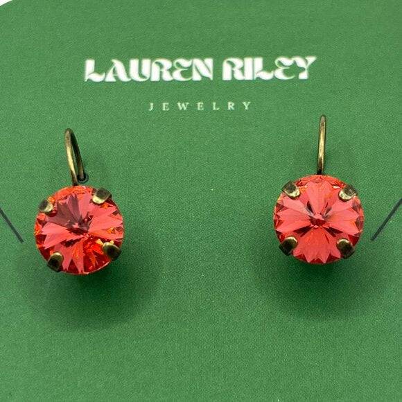 Handcrafted Padparadscha Austrian Swarovski Crystal Drop Earrings