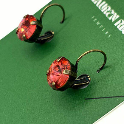 Handcrafted Padparadscha Austrian Swarovski Crystal Drop Earrings
