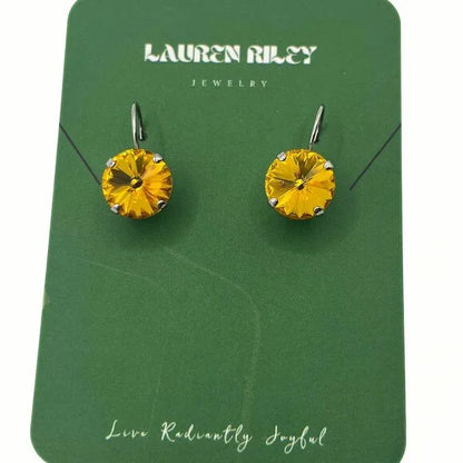 Handcrafted Yellow Austrian Swarovski Crystal Drop Earrings
