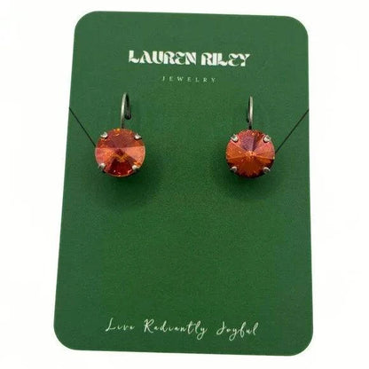 Handcrafted Orange Austrian Swarovski Crystal Drop Earrings