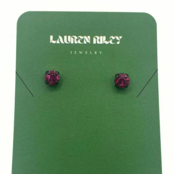 Handcrafted Fuchsia Austrian Swarovski Crystal Stud Earrings