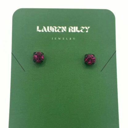 Handcrafted Fuchsia Austrian Swarovski Crystal Stud Earrings