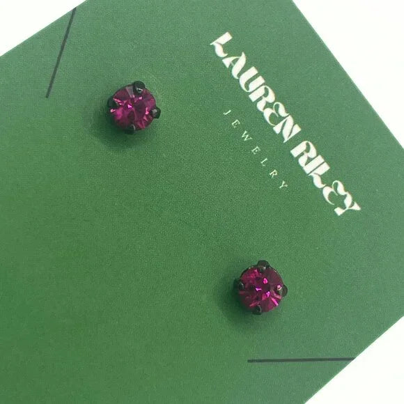 Handcrafted Fuchsia Austrian Swarovski Crystal Stud Earrings
