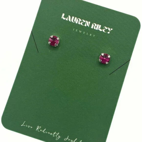 Handcrafted Fuchsia Austrian Swarovski Crystal Stud Earrings
