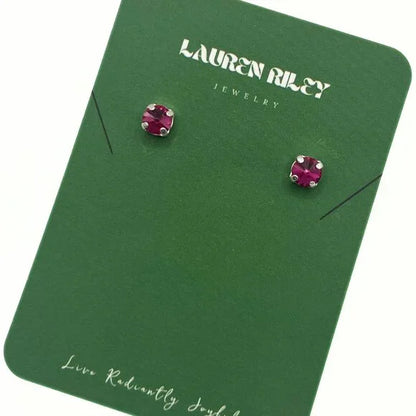 Handcrafted Fuchsia Austrian Swarovski Crystal Stud Earrings