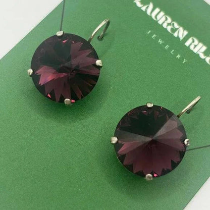 Handcrafted Purple Austrian Swarovski Crystal Drop Earrings