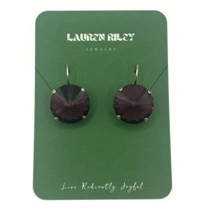 Handcrafted Purple Austrian Swarovski Crystal Drop Earrings