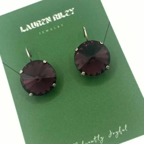 Handcrafted Purple Austrian Swarovski Crystal Drop Earrings