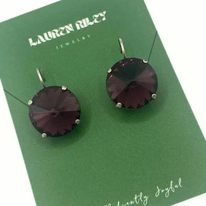 Handcrafted Purple Austrian Swarovski Crystal Drop Earrings