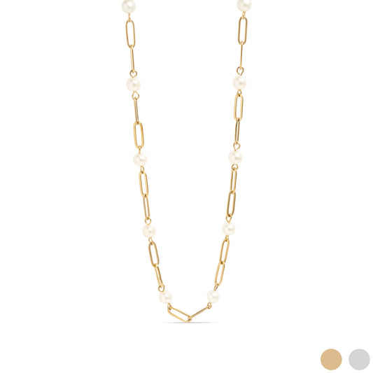 Pearl Paperclip Chain Necklace - Lauren Riley Jewelry