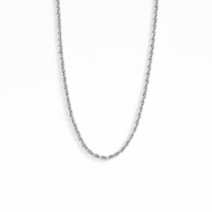Silver stainless steel rope chain necklace, hypoallergenic and sweatproof jewelry for women
