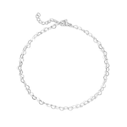Silver waterproof twisted chain anklet – minimalist stainless steel anklet for women, hypoallergenic and tarnish-resistant, perfect for everyday wear, beach outfits, and summer layering